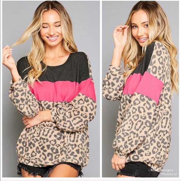 💕LAST 3! So Soft! Color Block Leopard Print Top! - Picture 4 of 8